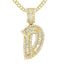 14K Yellow Gold Letter "D" Baguette Diamond Pendant