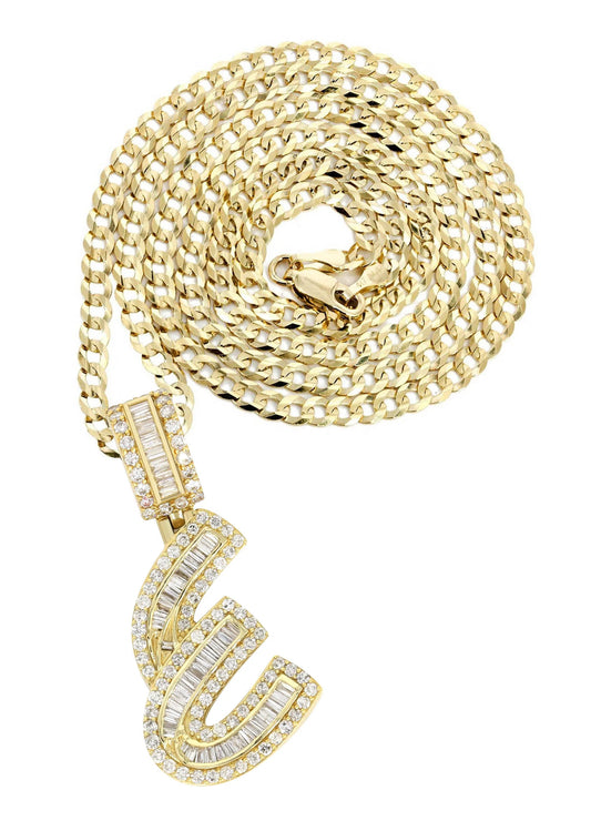 14K Yellow Gold Letter "E" Baguette Diamond