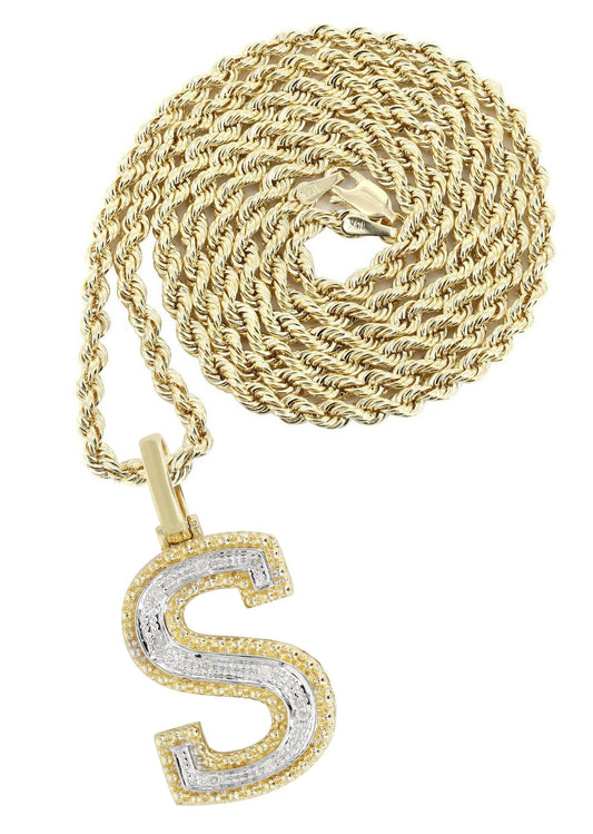 10k Yellow Gold Diamond Pendant Letter "S"