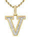 10k Yellow Gold Diamond Pendant Letter "V"