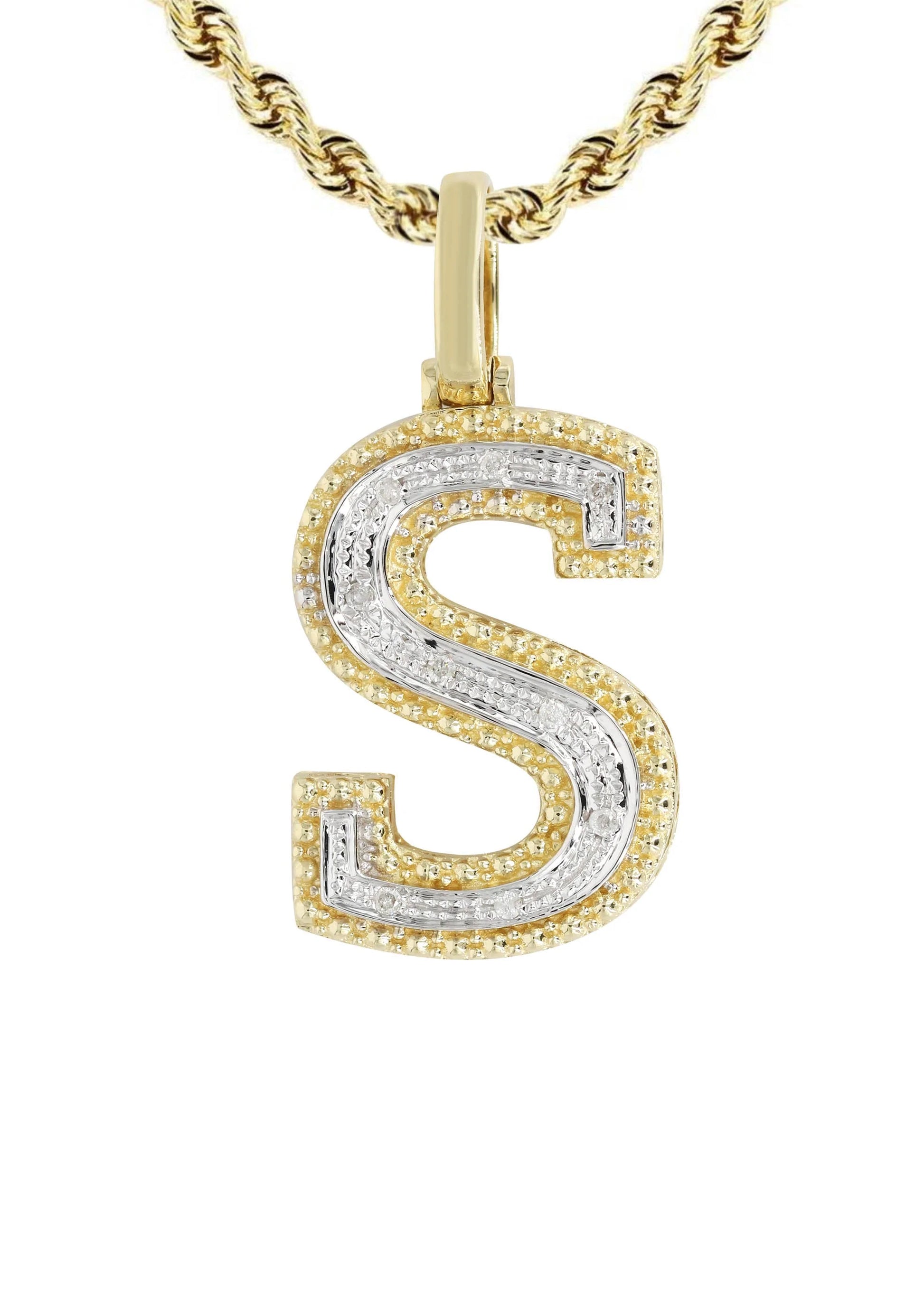 10k Yellow Gold Diamond Pendant Letter "S"