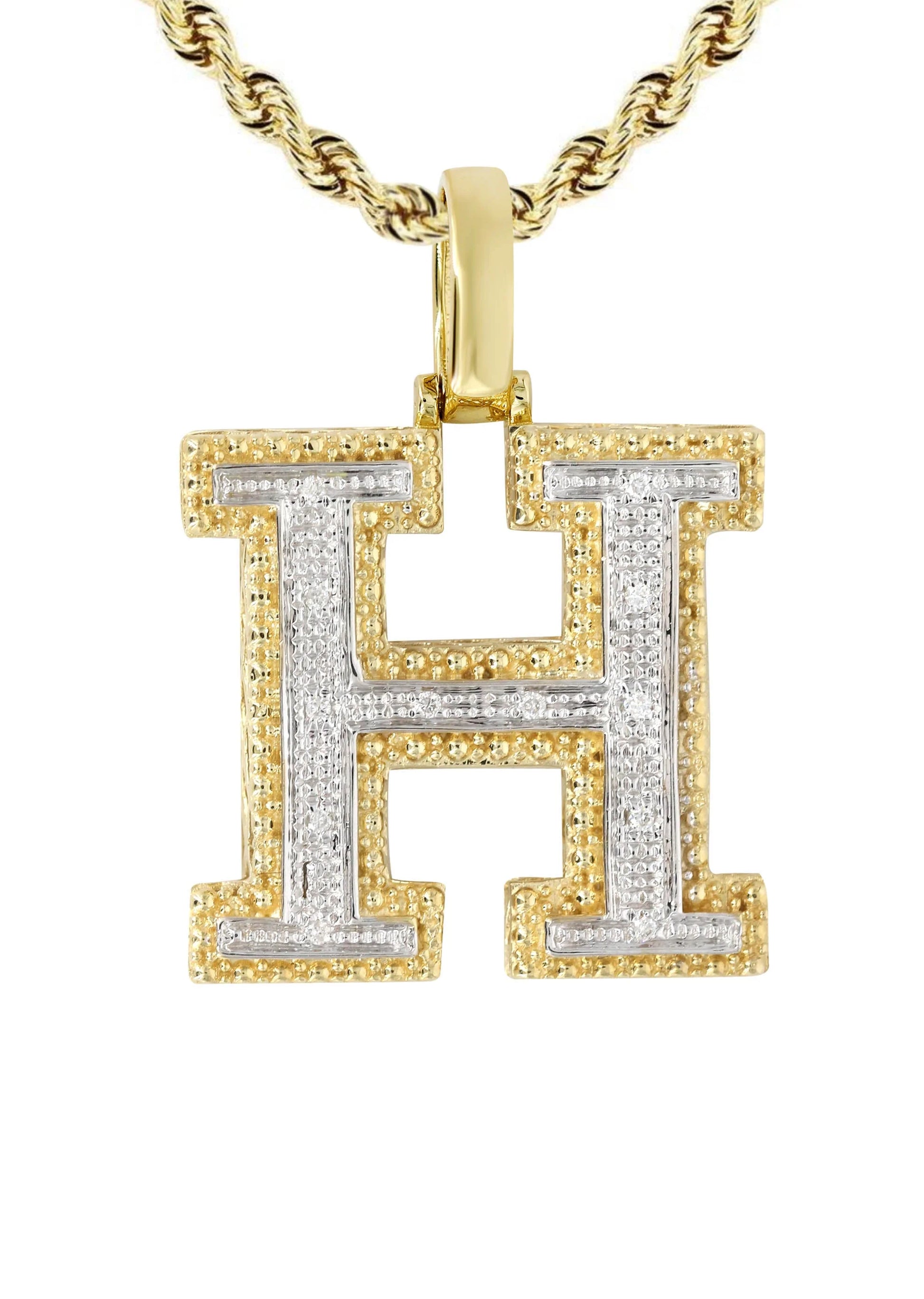 10k Yellow Gold Diamond Pendant Letter "H"