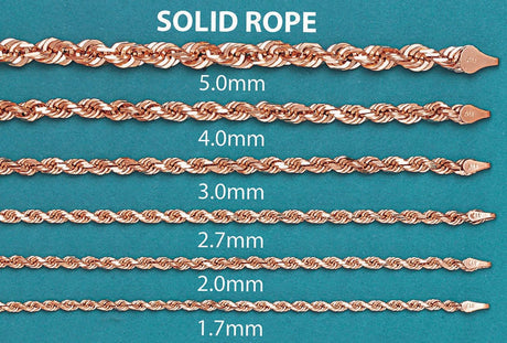 10k Rose Gold Chain - Solid Rope Chain