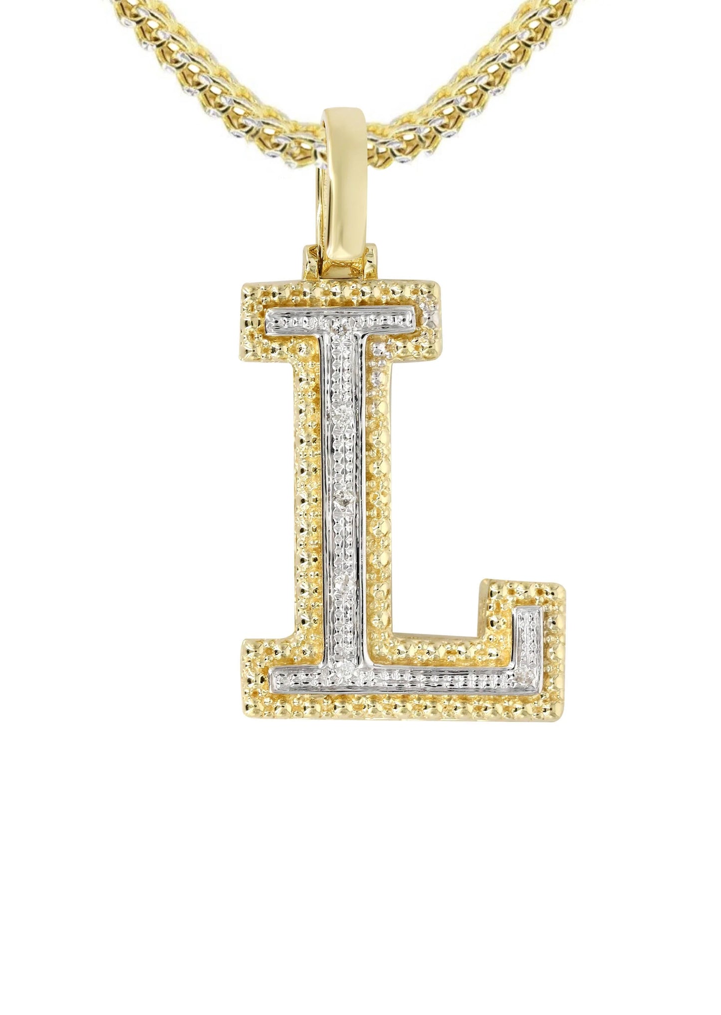 10k Yellow Gold Diamond Pendant Letter "L"
