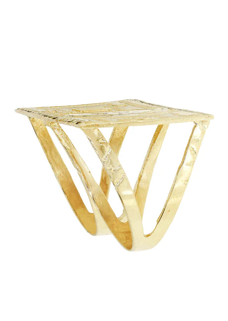 $100 Dollor Bill 10K Yellow Gold Mens Ring | 6.9 Grams
