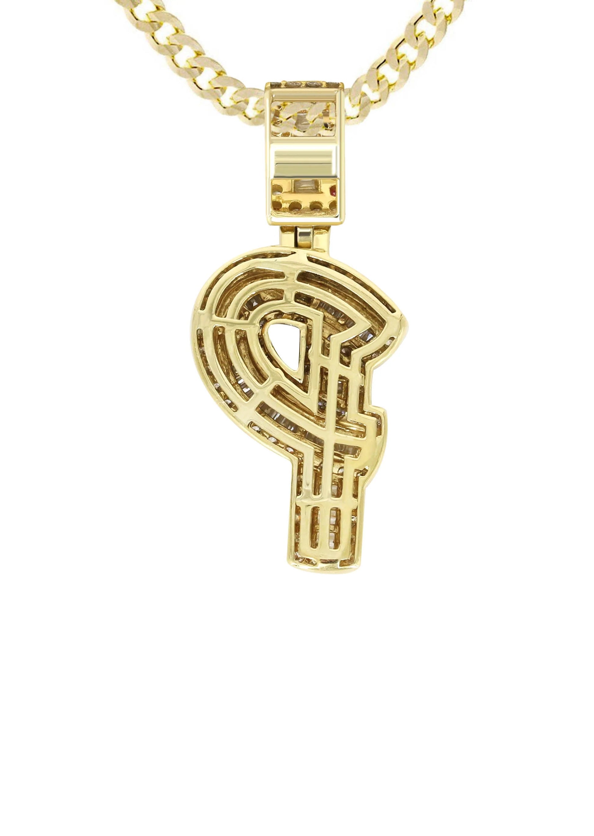14K Yellow Gold Letter "P" Baguette Diamond