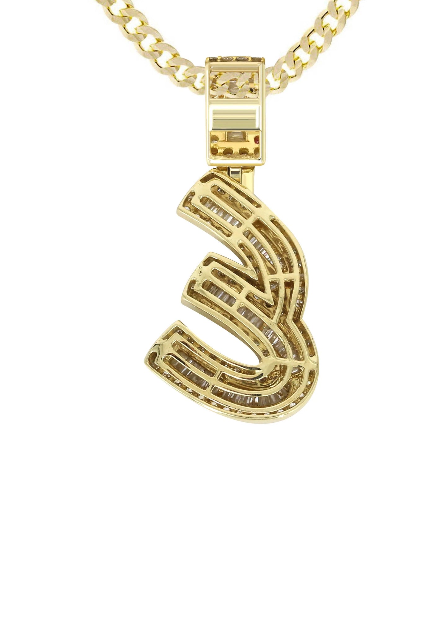 14K Yellow Gold Letter "E" Baguette Diamond