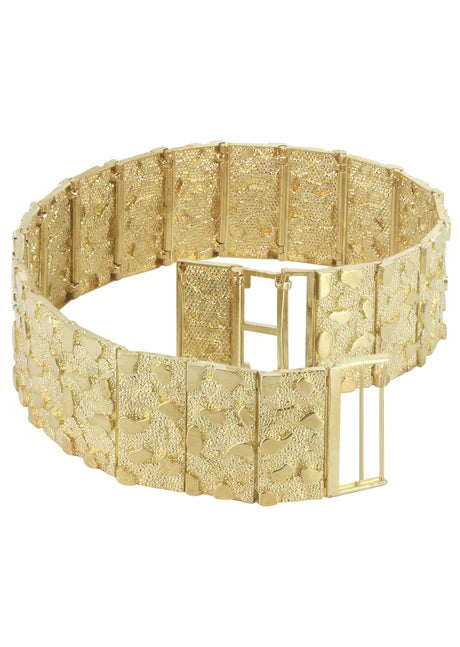Mens Gold Nugget Bracelet 10K Gold