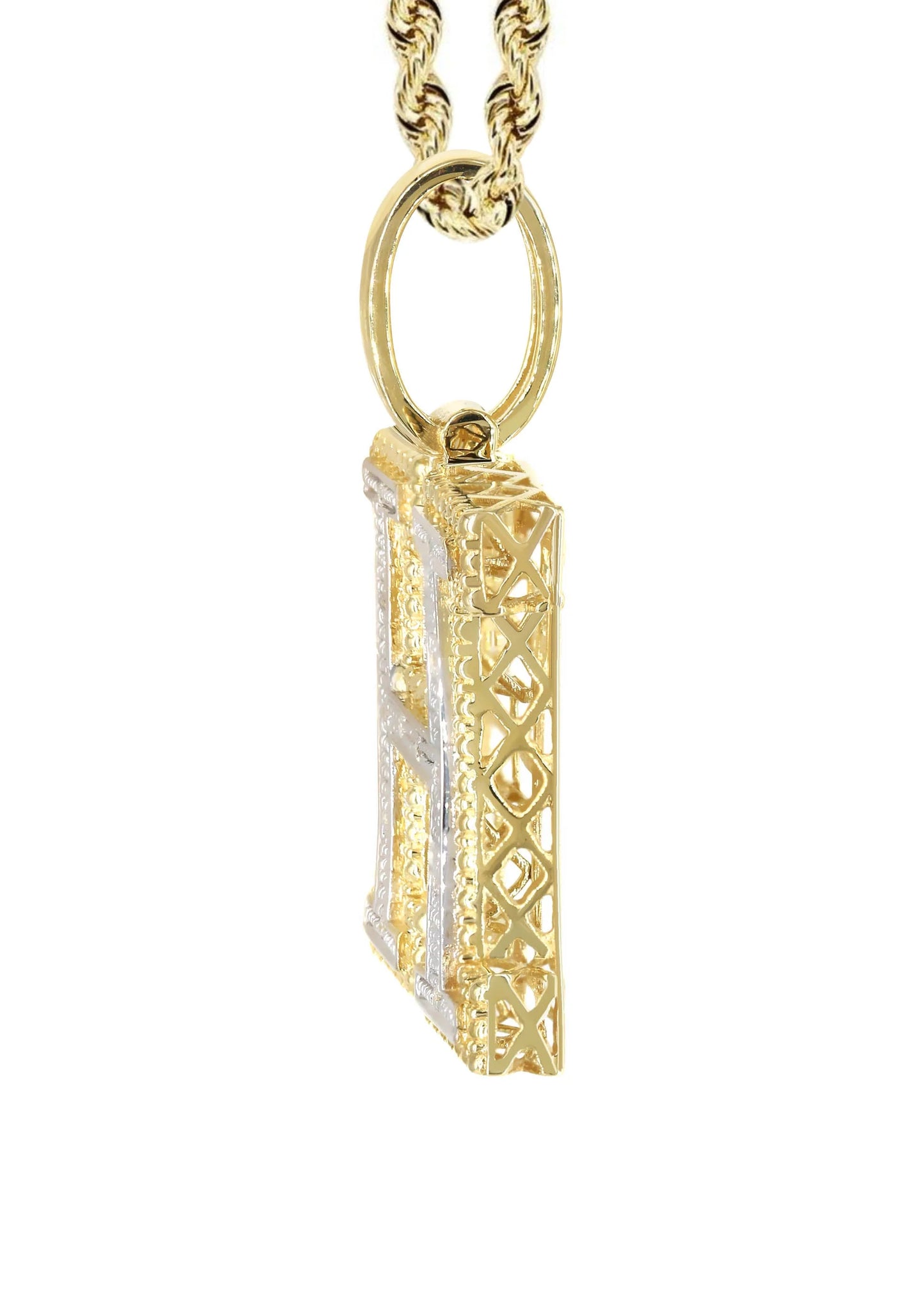 10k Yellow Gold Diamond Pendant Letter "H"