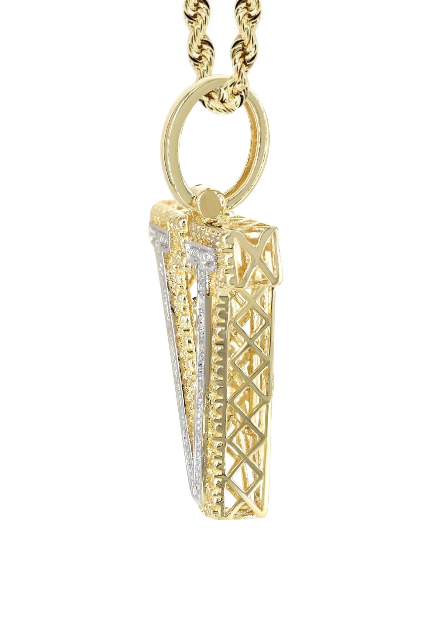 10k Yellow Gold Diamond Pendant Letter "V"
