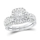 14K TWO-TONE GOLD PRINCESS DIAMOND BRIDAL WEDDING RING SET 1-1/4 CTTW (CERTIFIED)