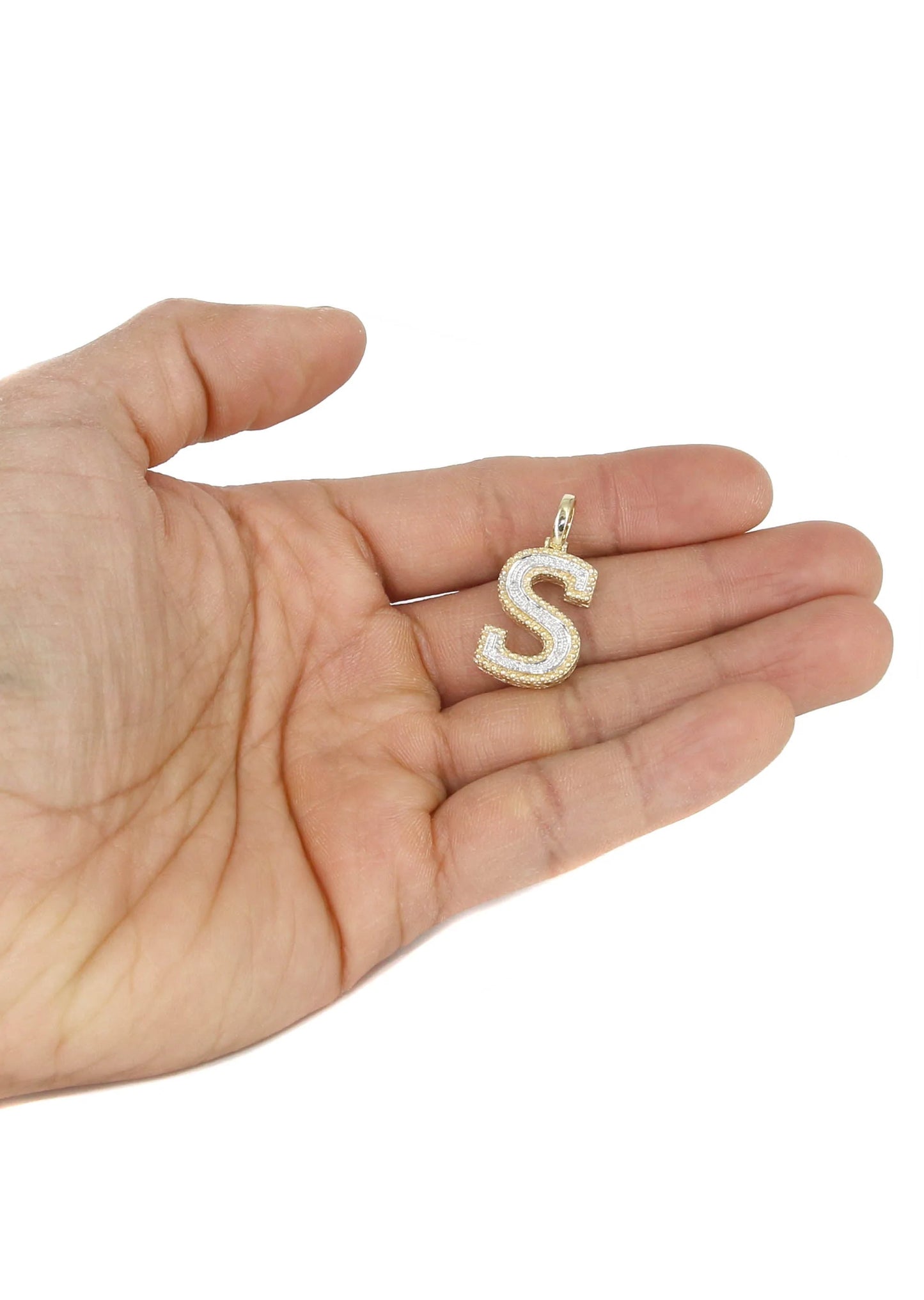 10k Yellow Gold Diamond Pendant Letter "S"