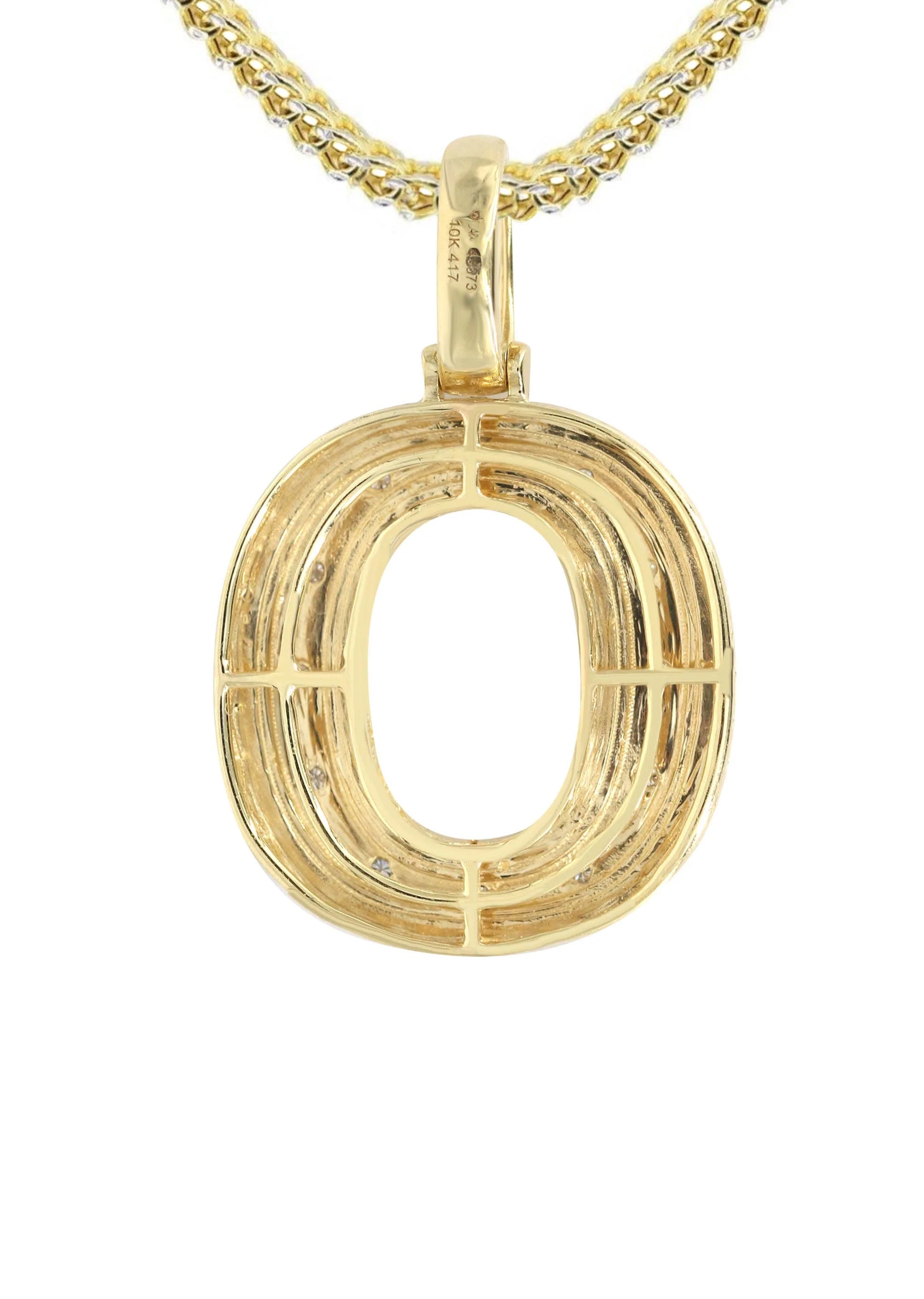10k Yellow Gold Diamond Pendant Letter "O"