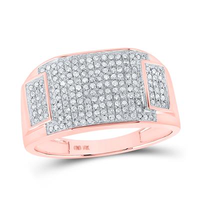 10K YELLOW GOLD ROUND DIAMOND RECTANGLE CLUSTER RING 1/2 CTTW