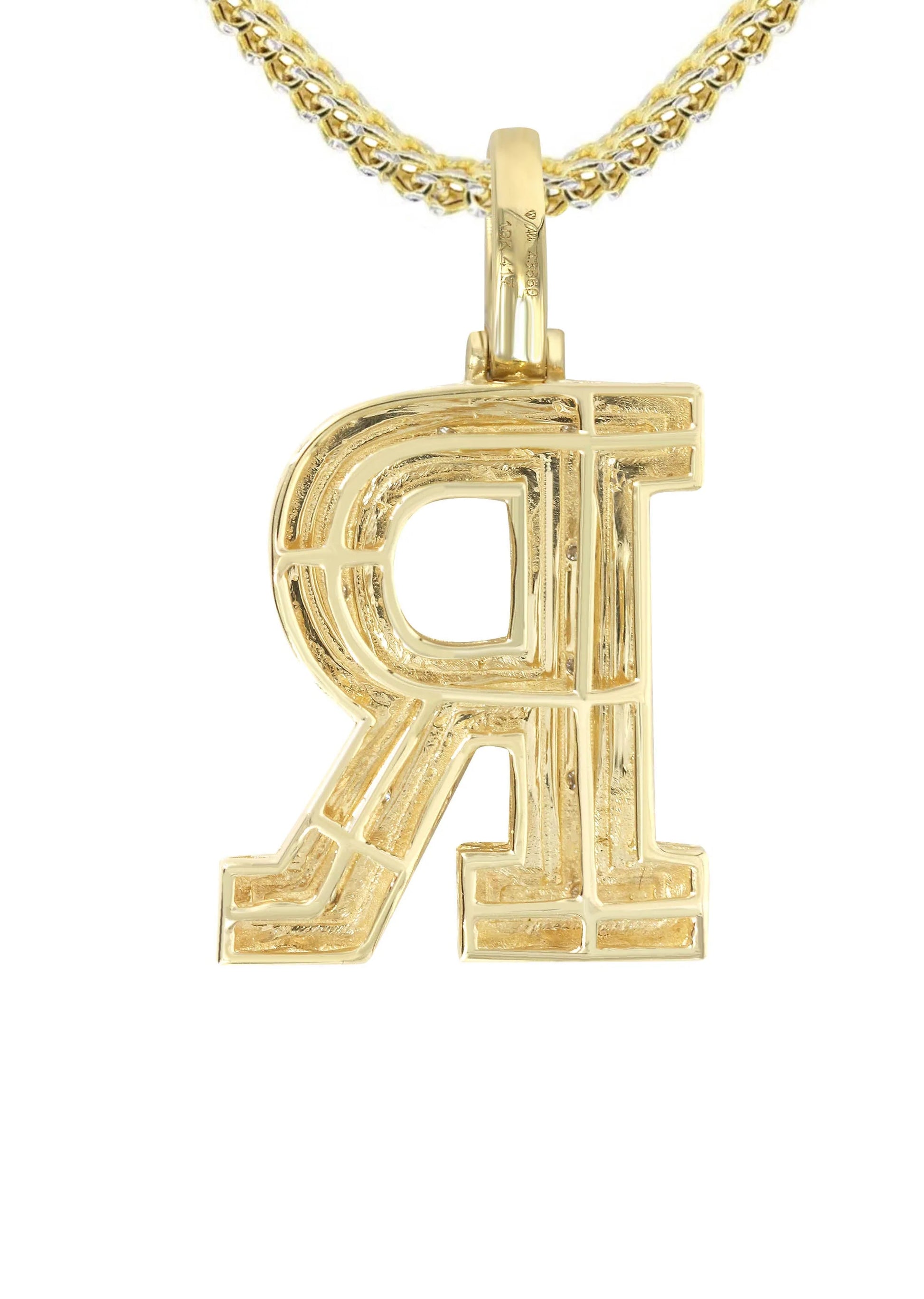 10k Yellow Gold Diamond Pendant Letter "R"