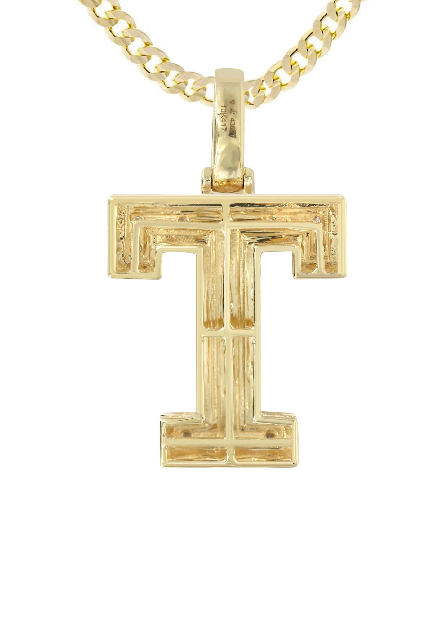 10k Yellow Gold Diamond Pendant Letter "T"