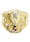 Pharoh & Ruby 10K Yellow Gold Mens Ring. | 4.2 Grams