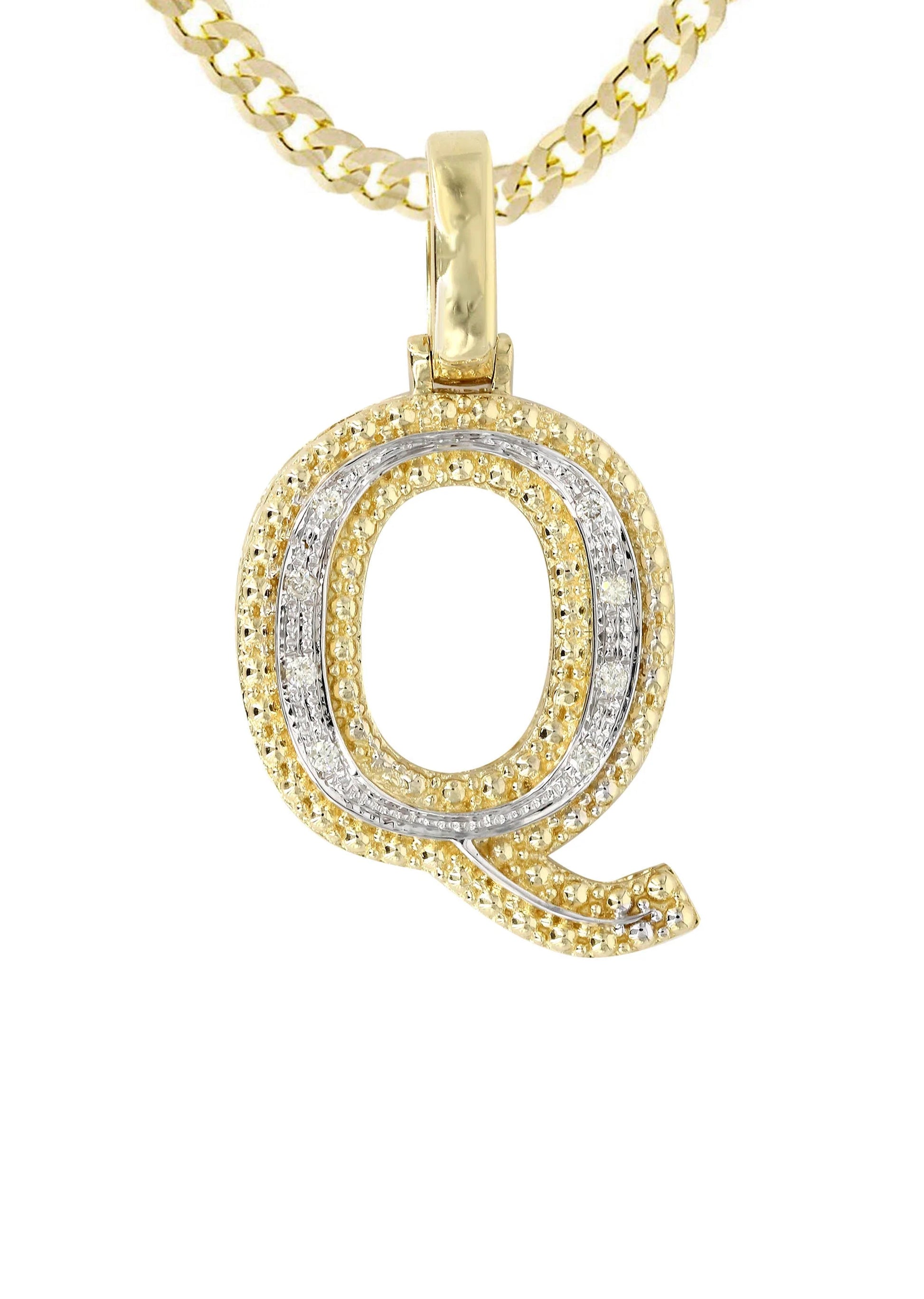 10k Yellow Gold Diamond Pendant Letter "Q"