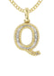 10k Yellow Gold Diamond Pendant Letter "Q"