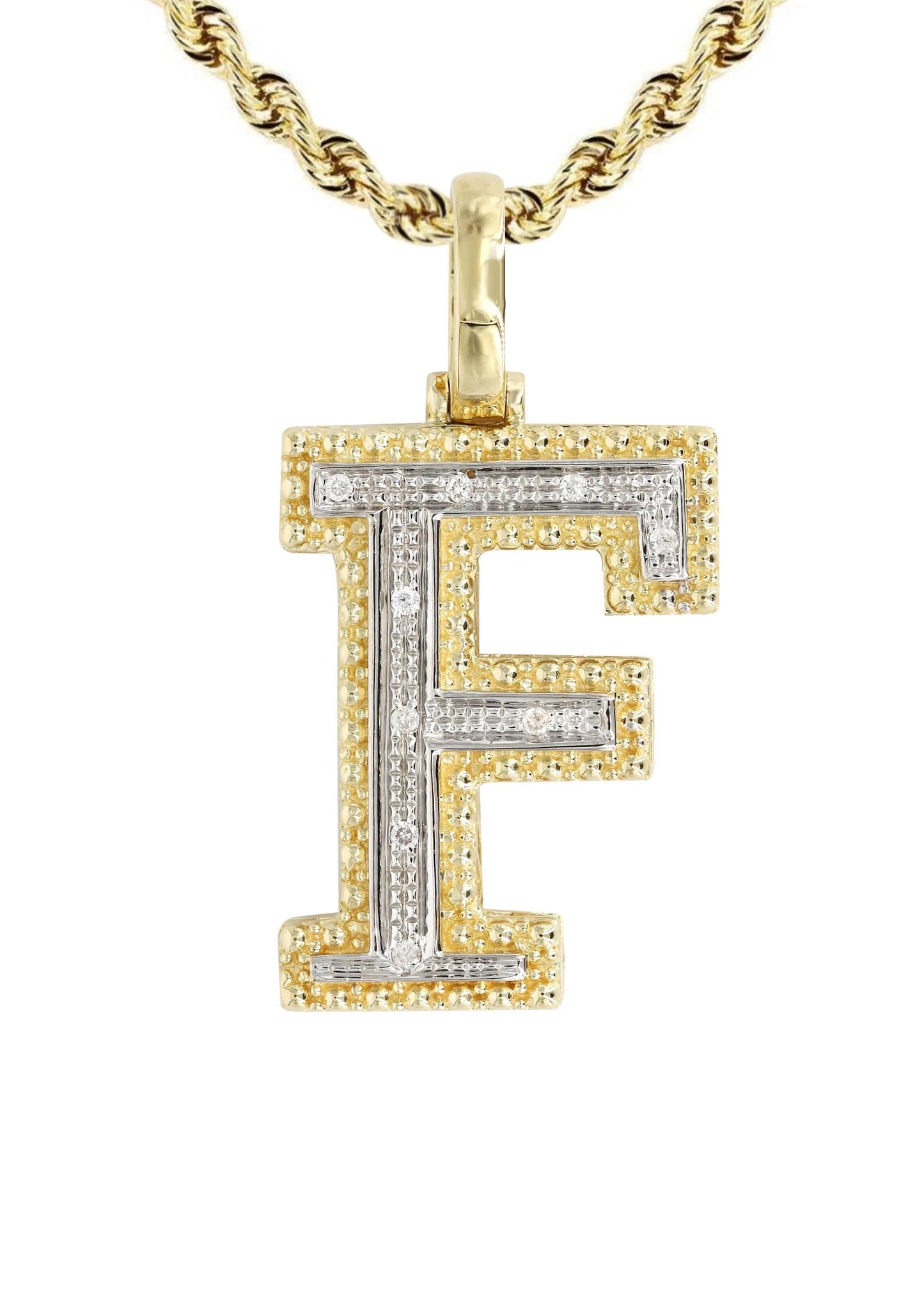 10k Yellow Gold Diamond Pendant Letter "F"