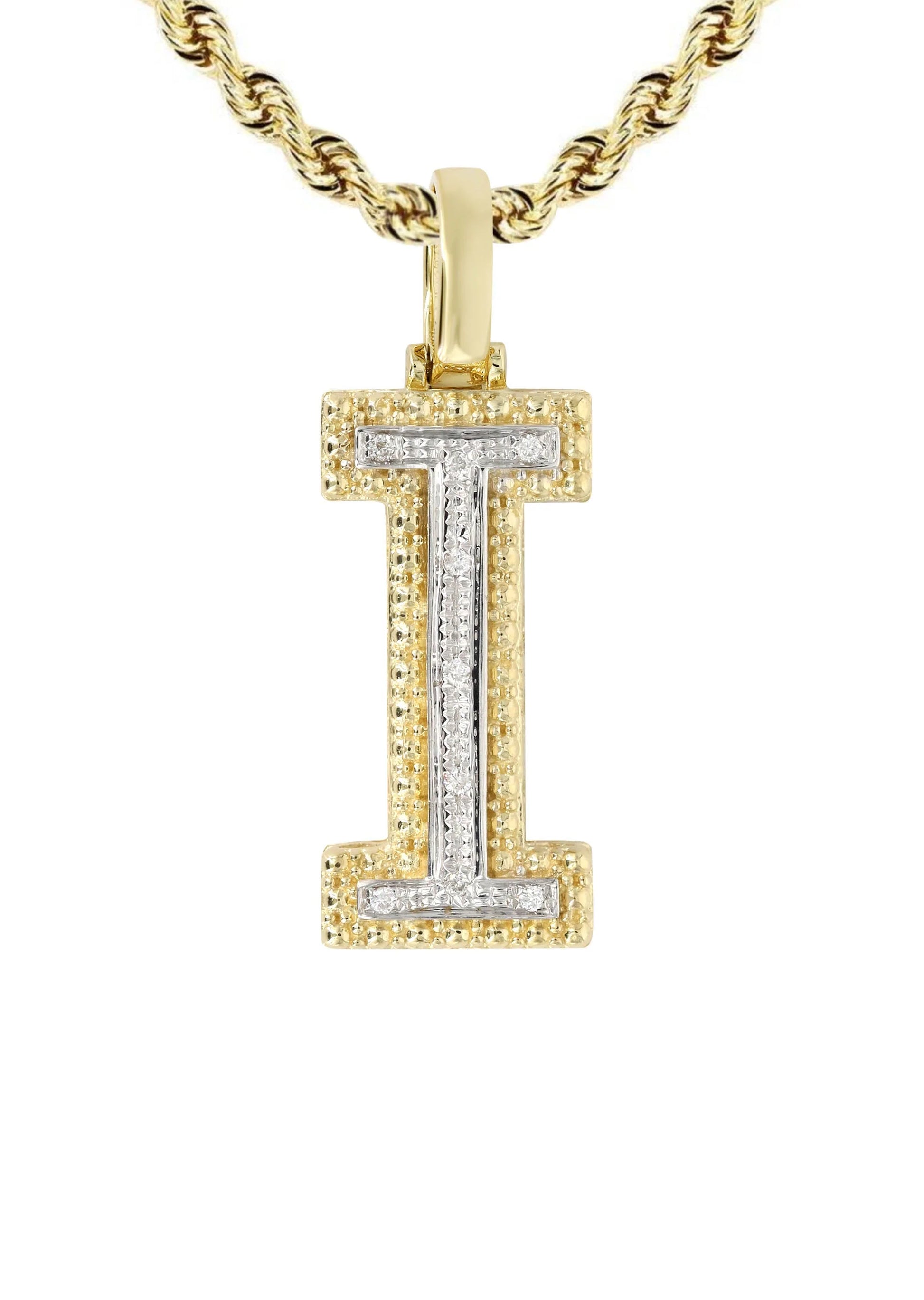 10k Yellow Gold Diamond Pendant Letter "I"