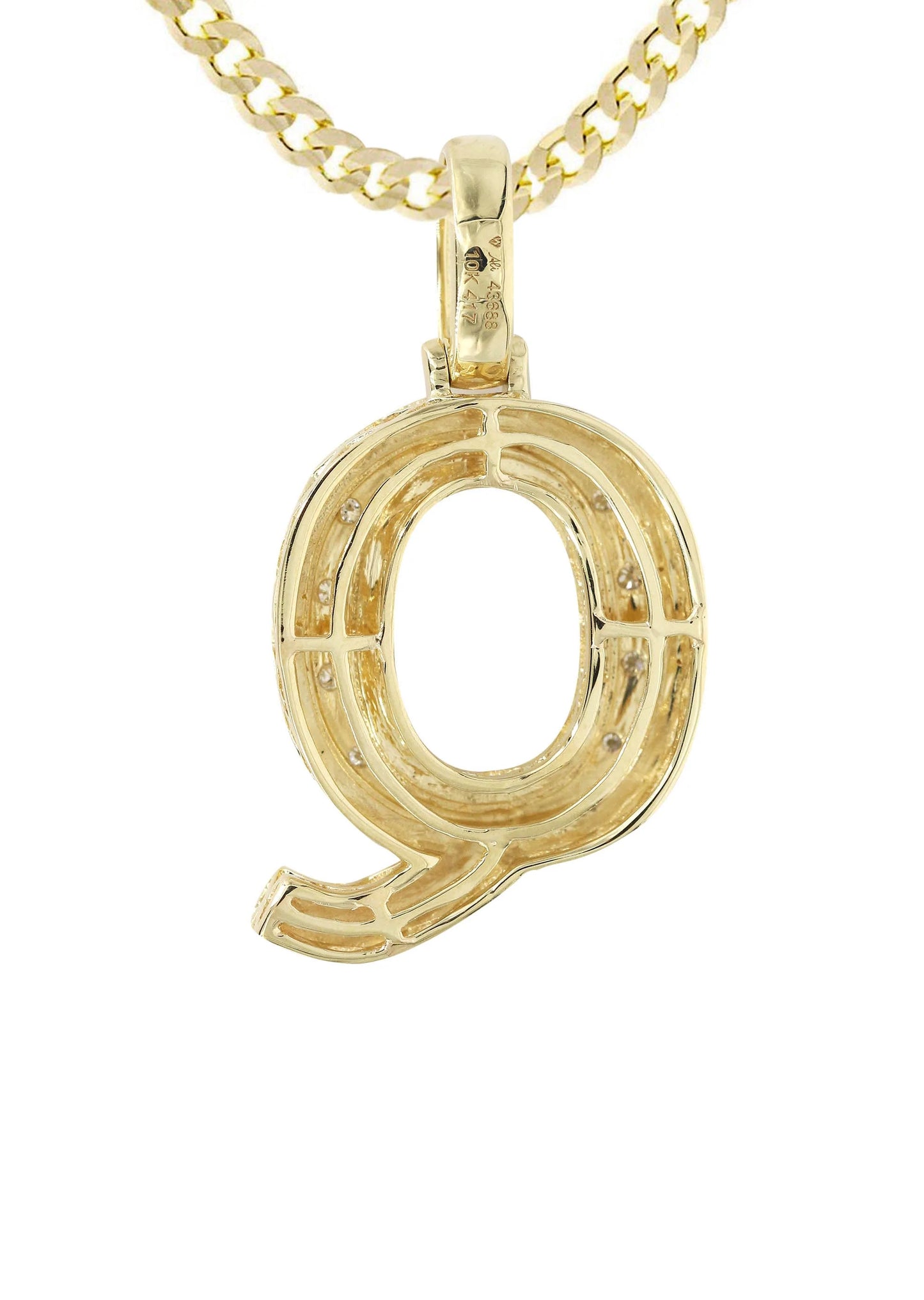 10k Yellow Gold Diamond Pendant Letter "Q"