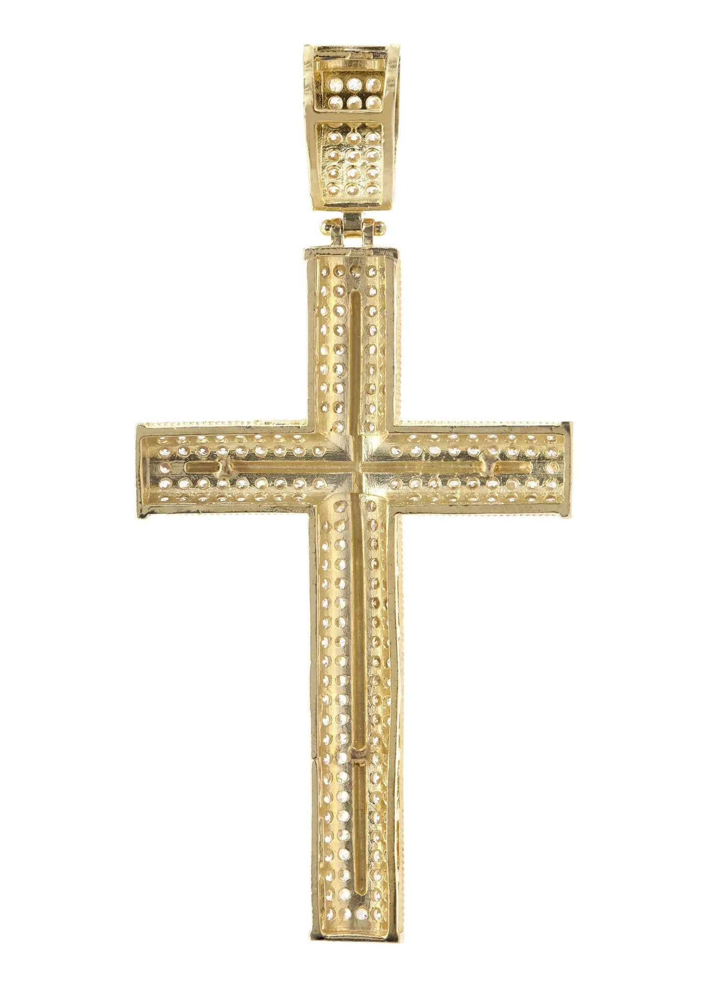 Big Gold Cross & Cz 10K Yellow Gold Pendant. | 7.9 Grams
