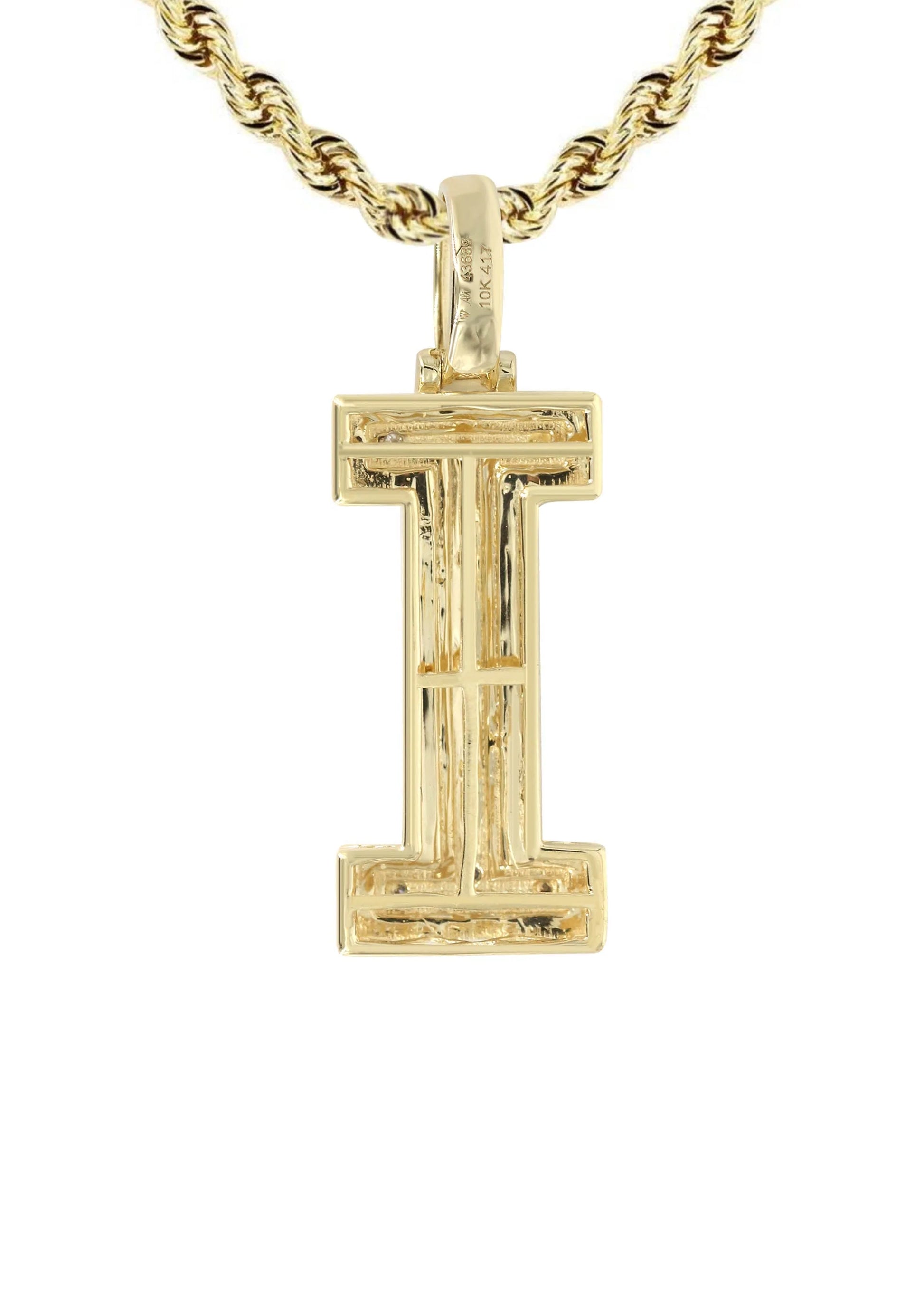 10k Yellow Gold Diamond Pendant Letter "I"