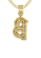 14K Yellow Gold Letter "B" Baguette Diamond Pendant