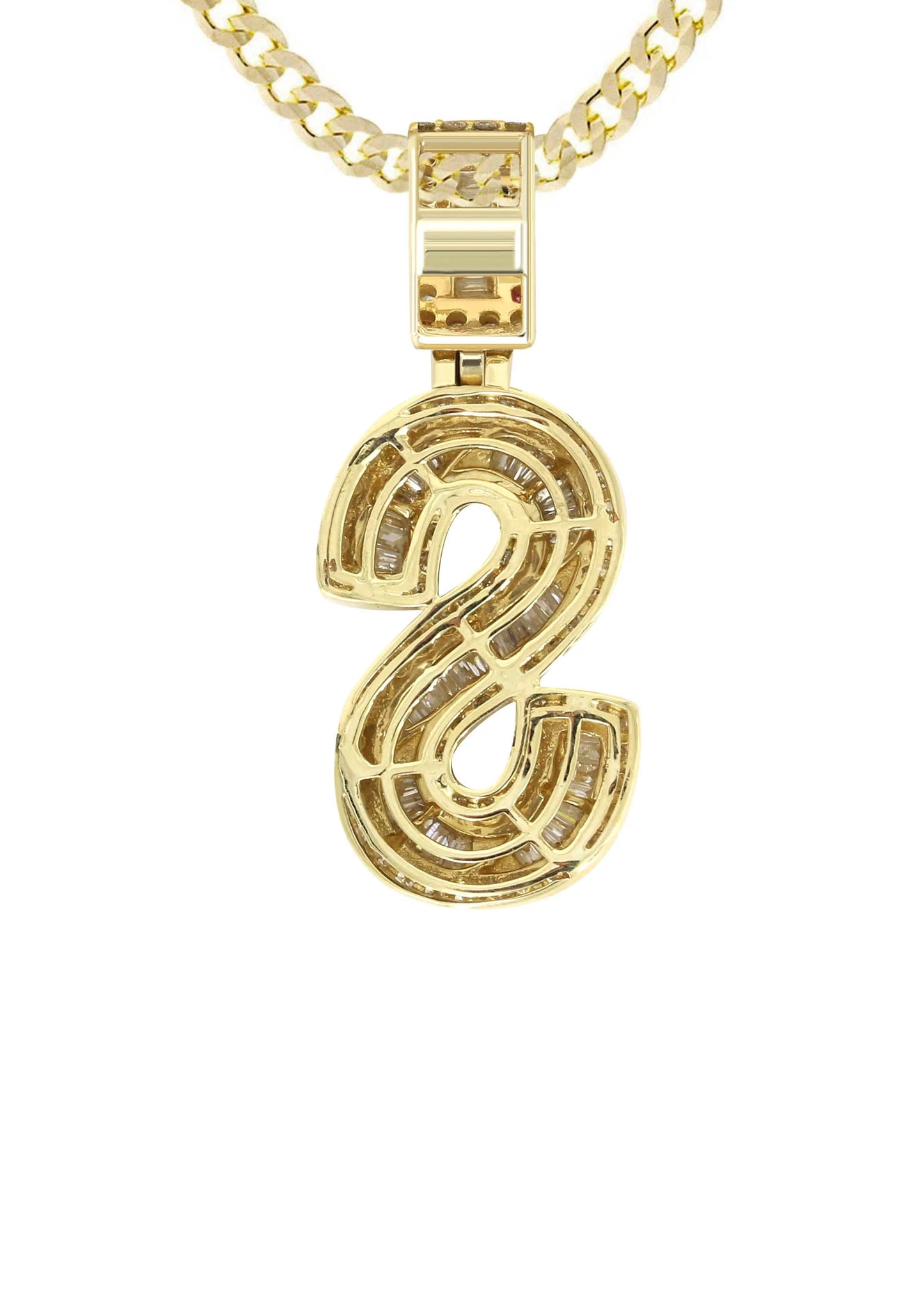 14K Yellow Gold Letter "S" Baguette Diamond