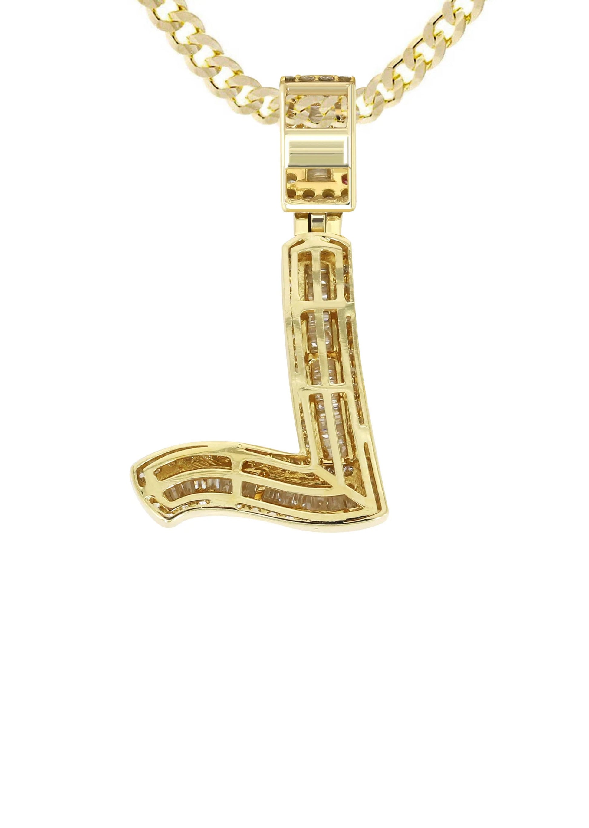 14K Yellow Gold Letter "L" Baguette Diamond