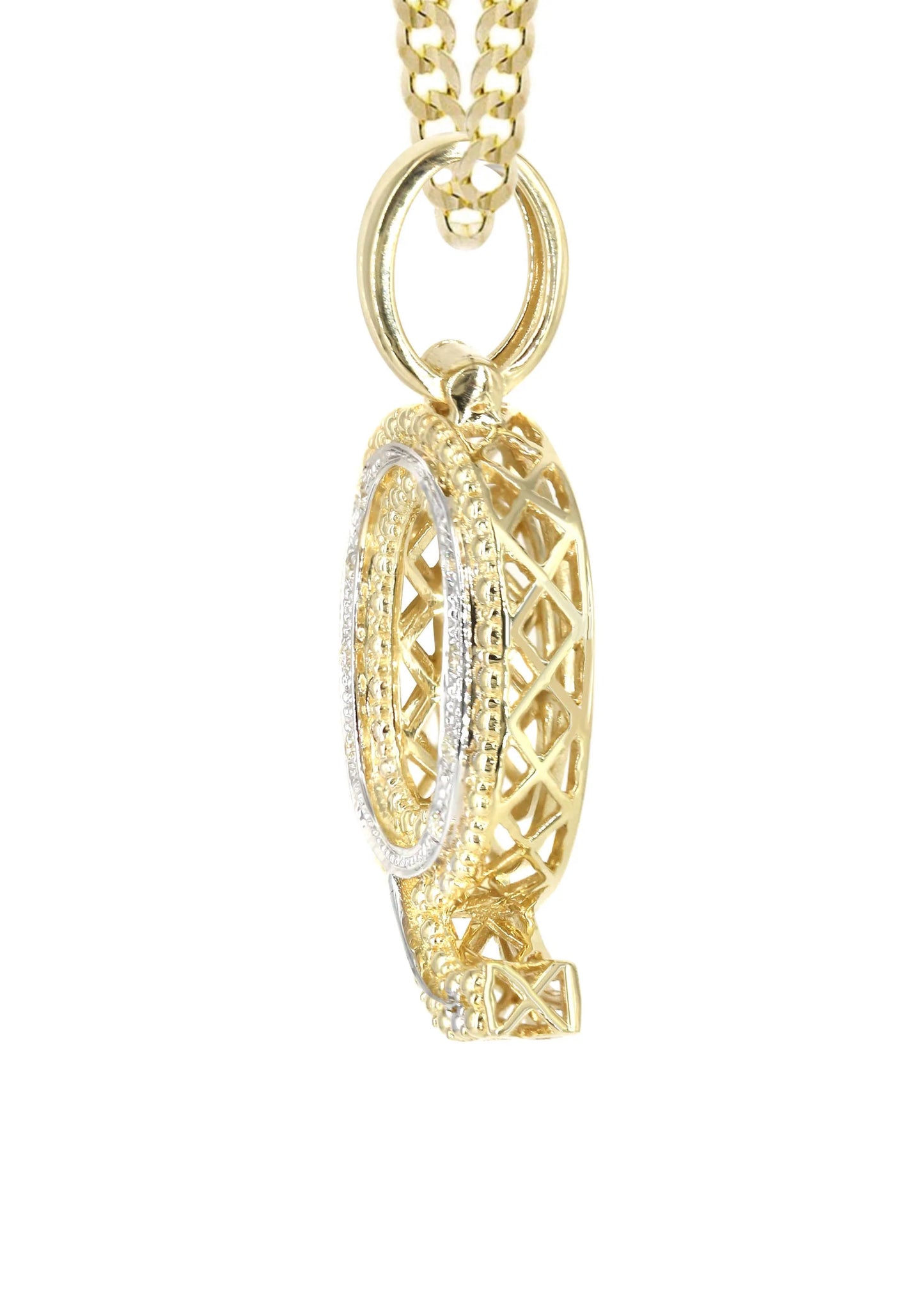 10k Yellow Gold Diamond Pendant Letter "Q"