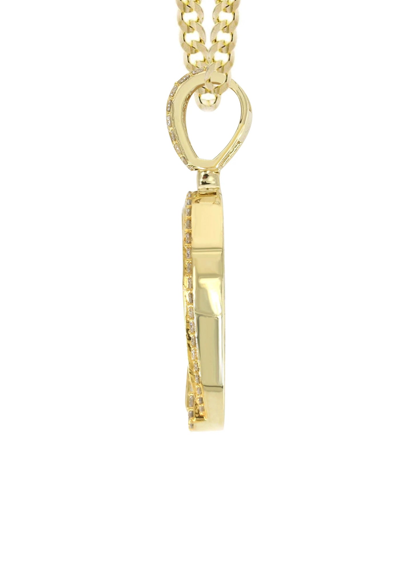 14K Yellow Gold Letter "D" Baguette Diamond Pendant