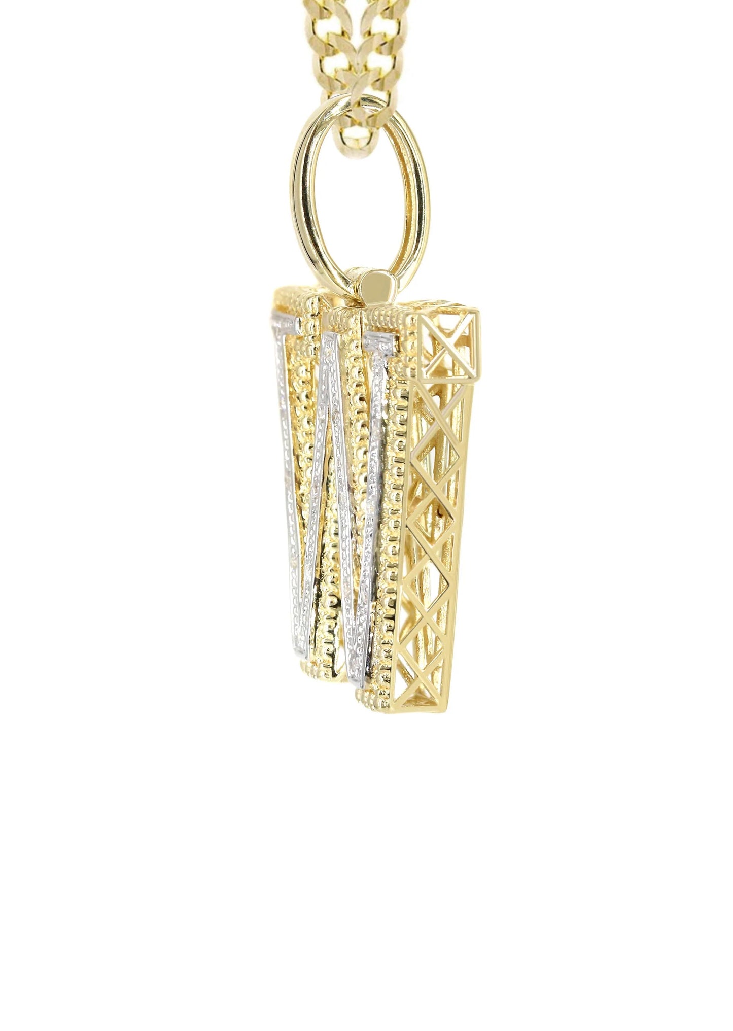 10k Yellow Gold Diamond Pendant Letter "W"