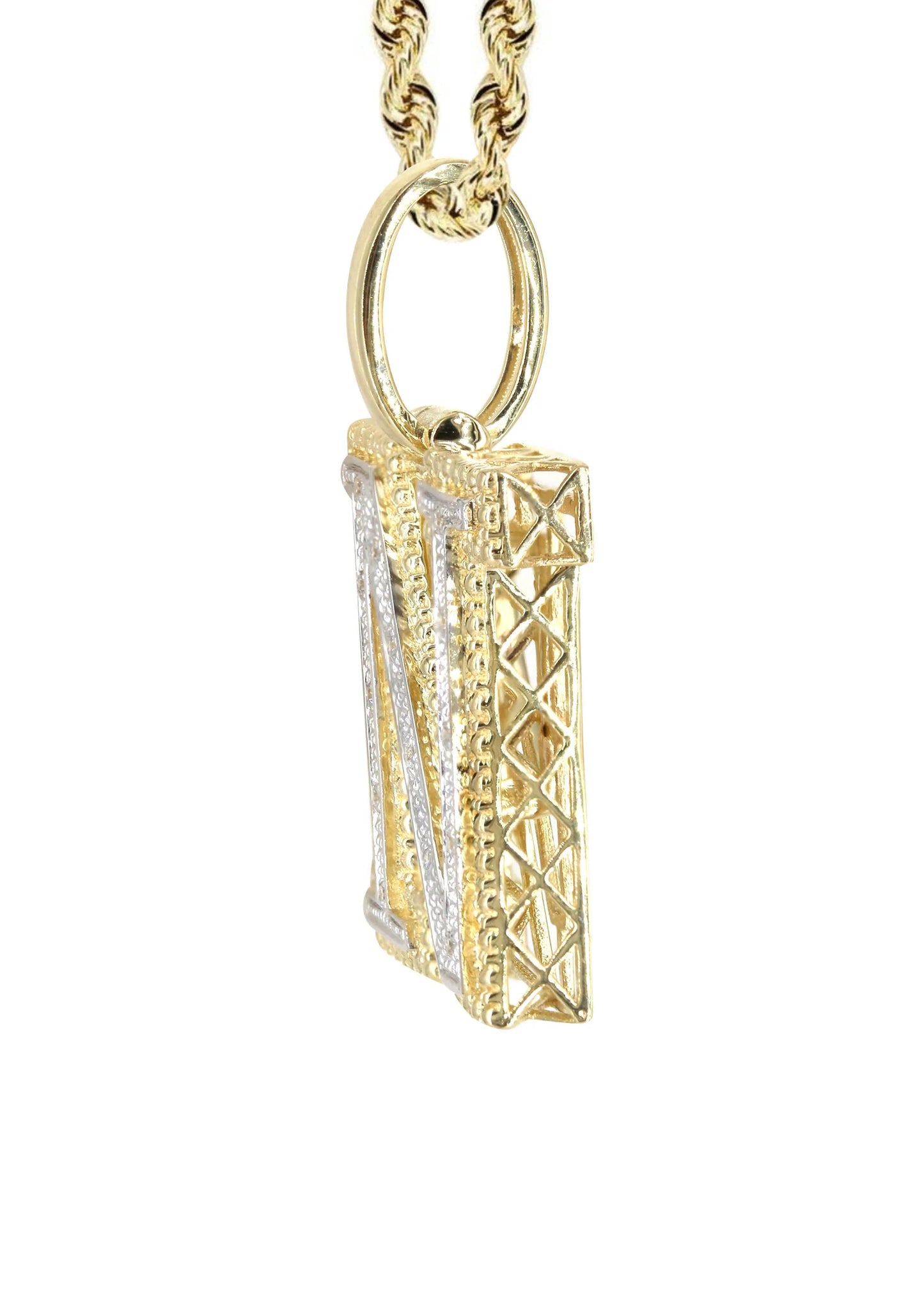 10k Yellow Gold Diamond Pendant Letter "N"