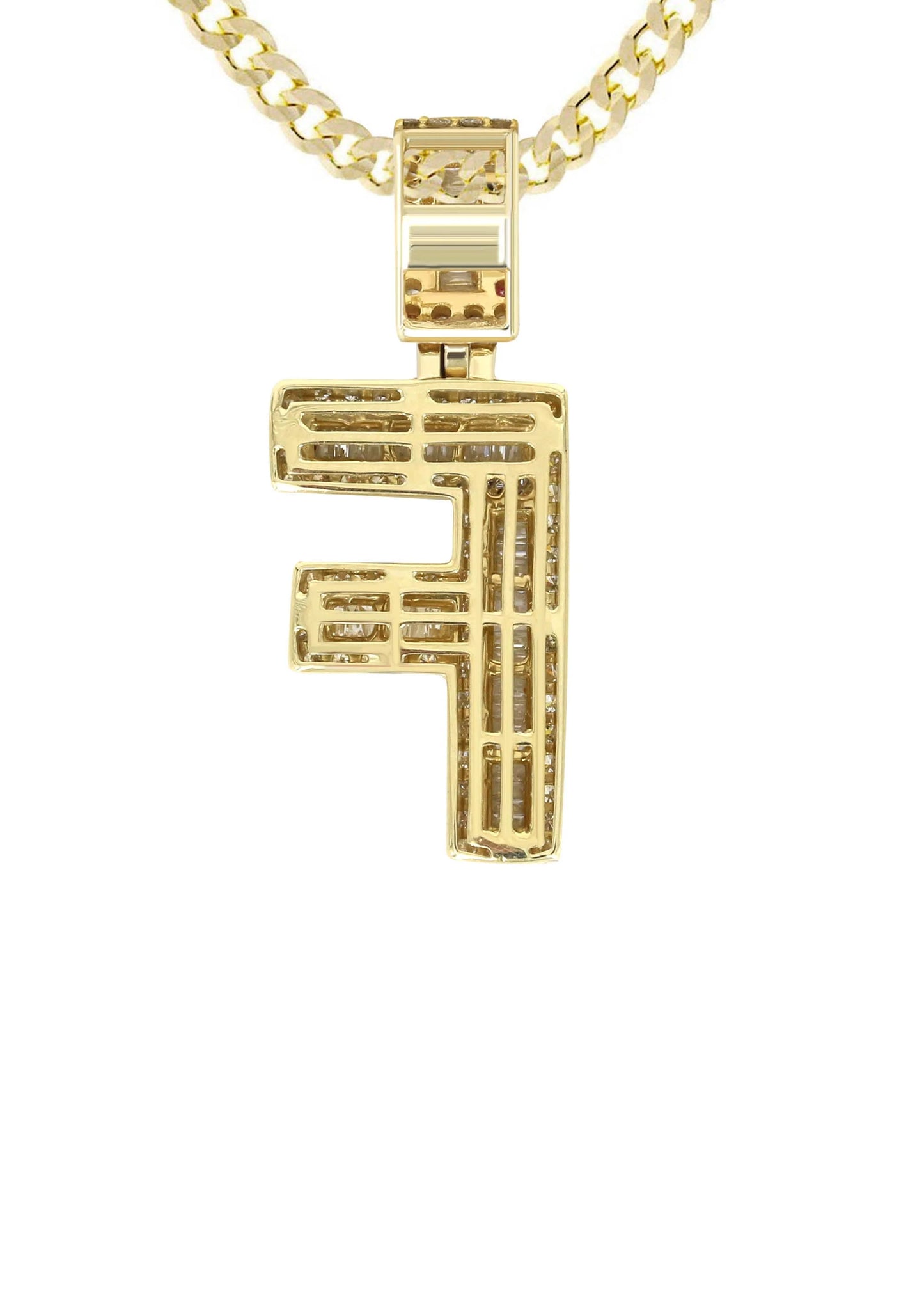 14K Yellow Gold Letter "F" Baguette Diamond