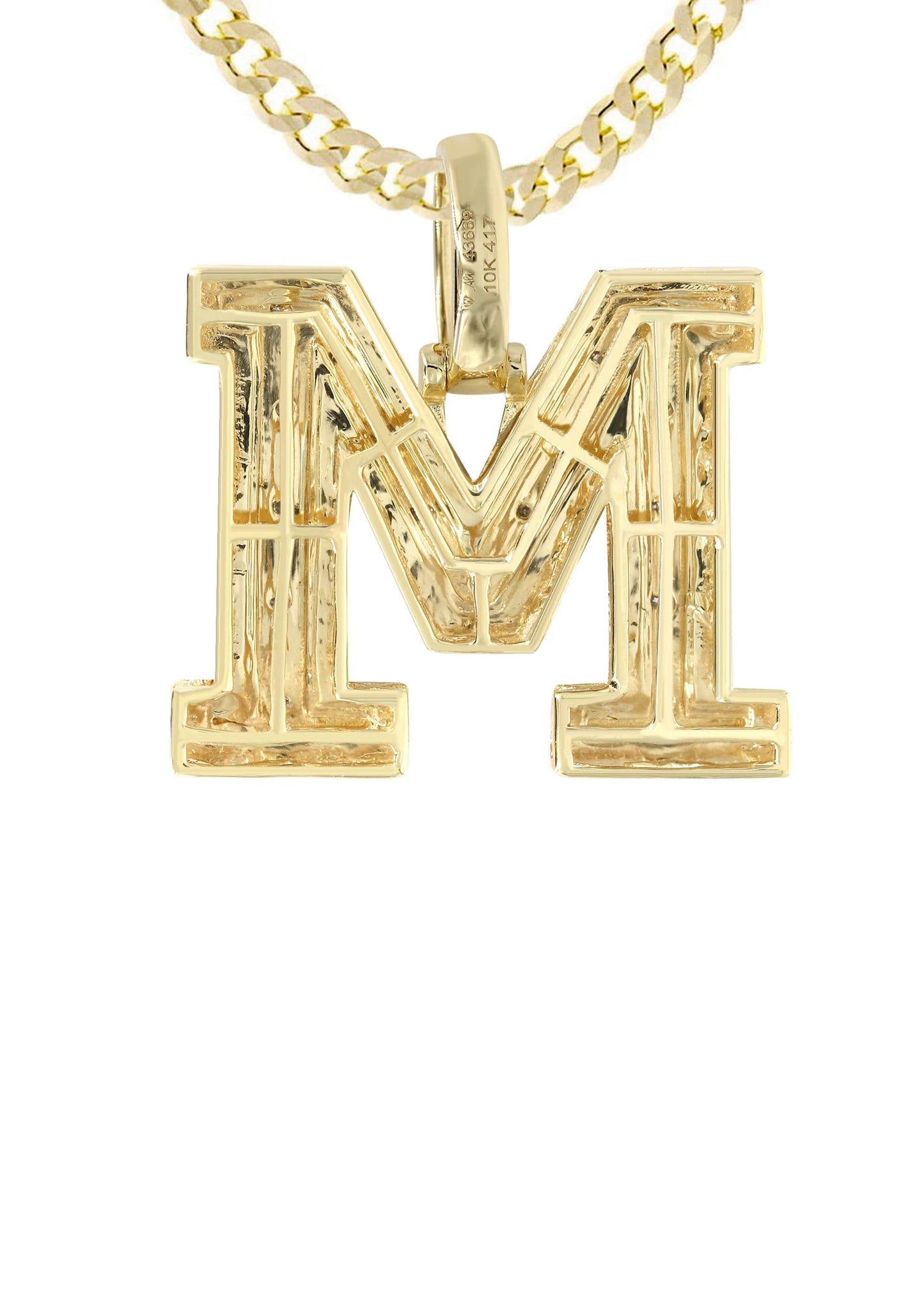 10k Yellow Gold Diamond Pendant Letter "M"