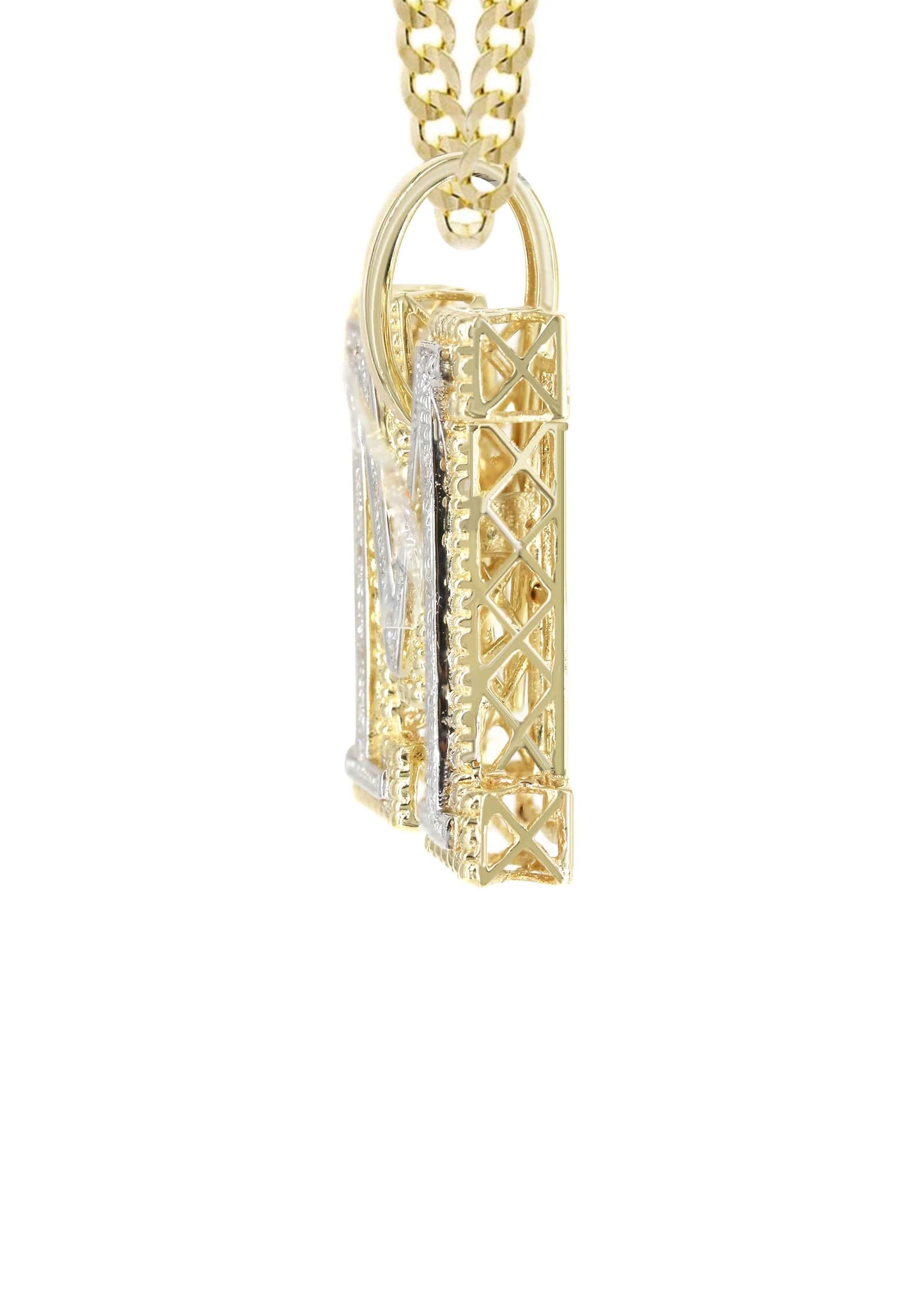 10k Yellow Gold Diamond Pendant Letter "M"