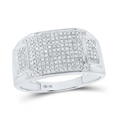 10K YELLOW GOLD ROUND DIAMOND RECTANGLE CLUSTER RING 1/2 CTTW