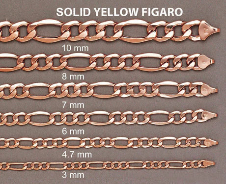 10K Rose Gold Chain - Solid Figaro Chain