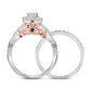 14K Two-Tone Gold Round Diamond Bridal Wedding Ring Set 1 CT-TW (CERTIFIED)