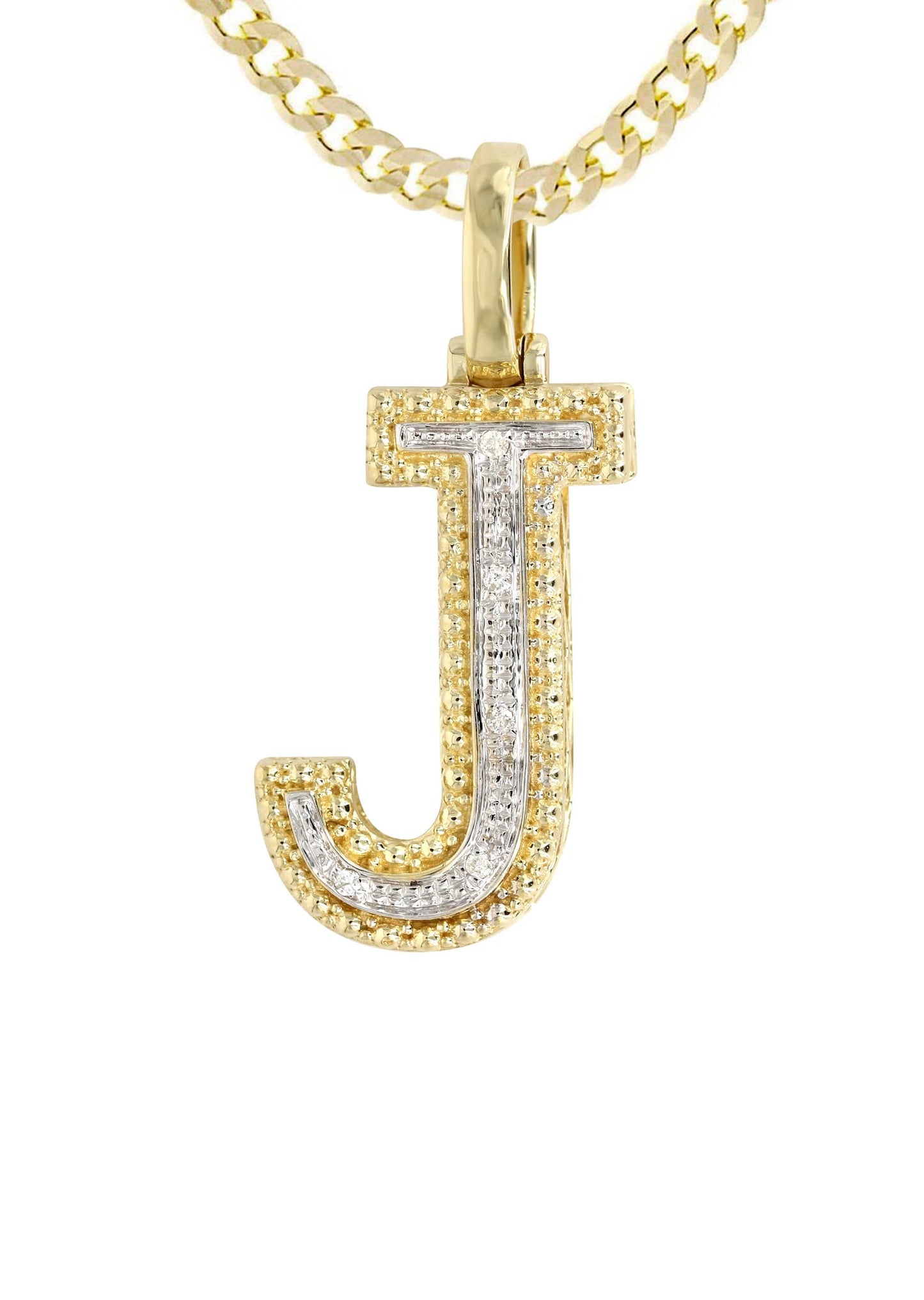 10k Yellow Gold Diamond Pendant Letter "J"