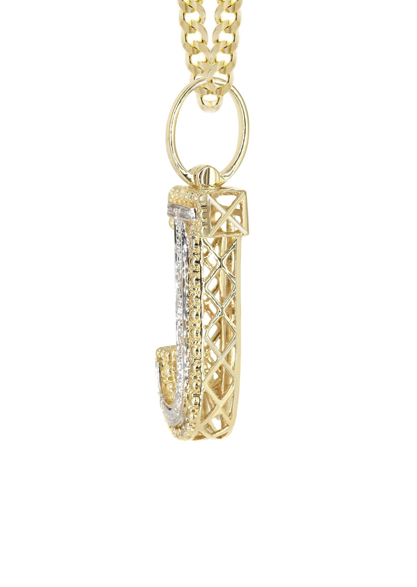 10k Yellow Gold Diamond Pendant Letter "J"