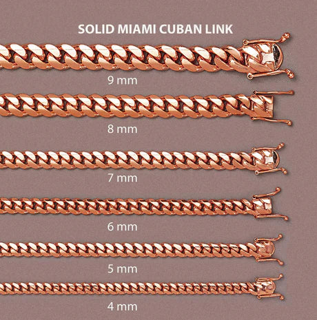 Miami Cuban Solid Link - 14k Rose Gold Chain