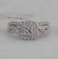 14K Two-Tone Gold Princess Diamond Bridal Wedding Ring Set 1-1/4 CT-TW (CERTIFIED)