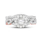 14K Two-Tone Gold Round Diamond Bridal Wedding Ring Set 1 CT-TW (CERTIFIED)