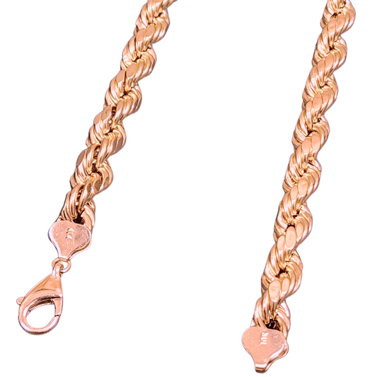 10KT Rose Gold Chain - Hollow Mens Rope Chain