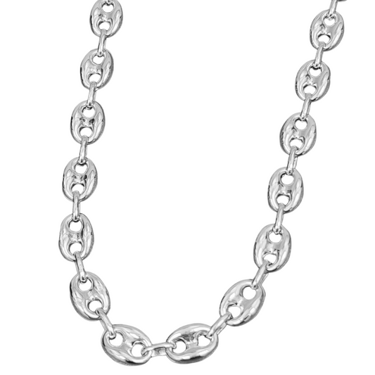 White Gold Chain - Mens Hollow Puff Chain 10K Gold
