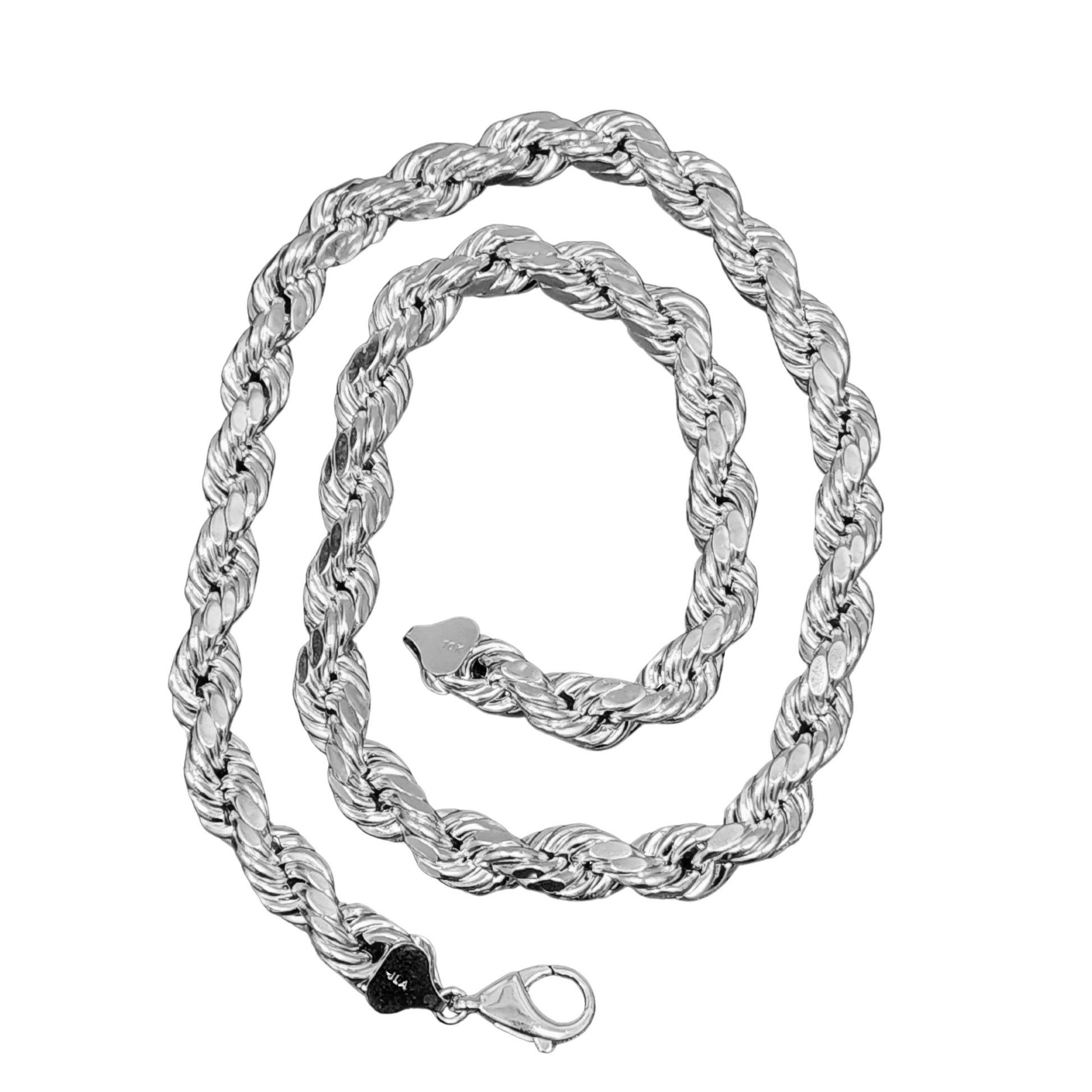 10KT White Gold Hollow Rope Chain