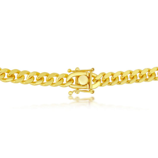 Silver Gold Polish Chain / Miami Cuban Link Chain - 925 Sterling Silver Chain